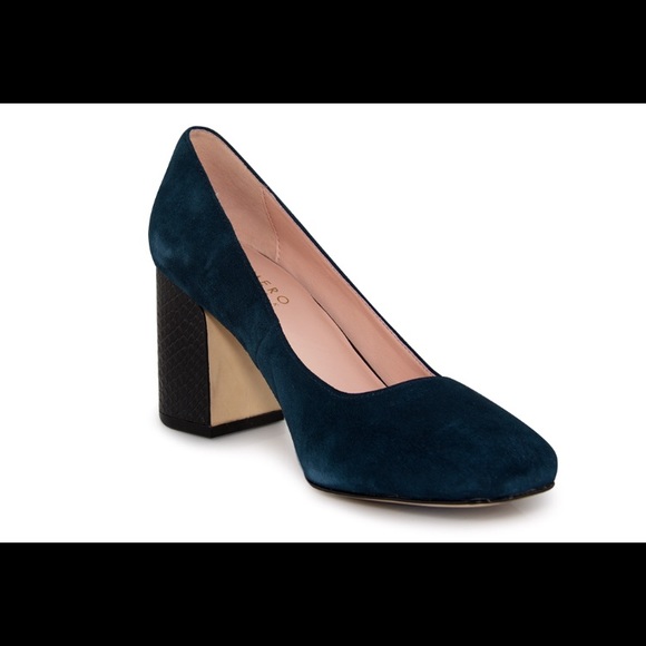Maumero New York Hayley Dark Blue Suede Heels - Picture 4 of 8